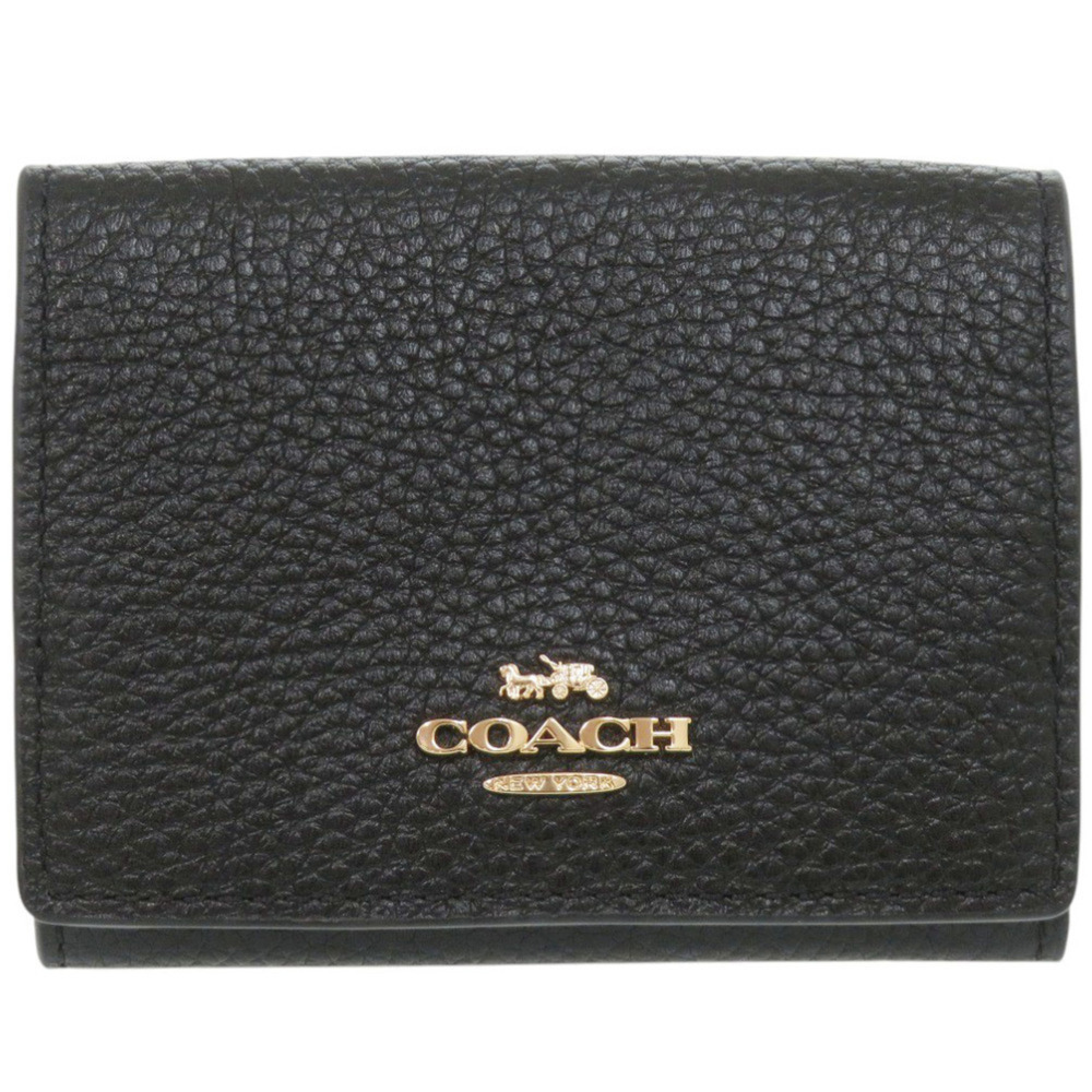 Coach Origami Small Trifold Wallet 88666 Leather Black Tri-fold 0718COACH